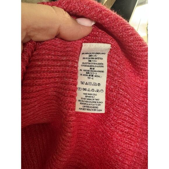 FREE PEOPLE Alana Pullover Knit Top Sweater Light Red Large Linen Blend Size L - Picture 7 of 9